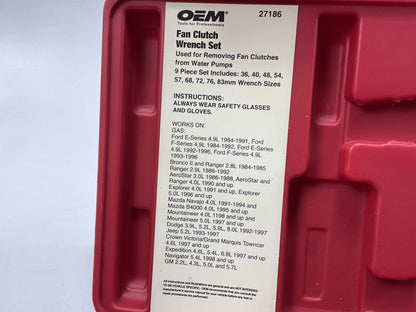 USED #43 OEM Tools 27186 9 Size Fan Clutch Wrench Set Remove From Water Pump