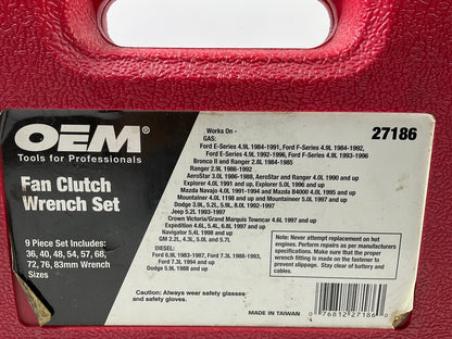 USED #8 OEM Tools 27186 9 Size Fan Clutch Wrench Set Remove From Water Pump