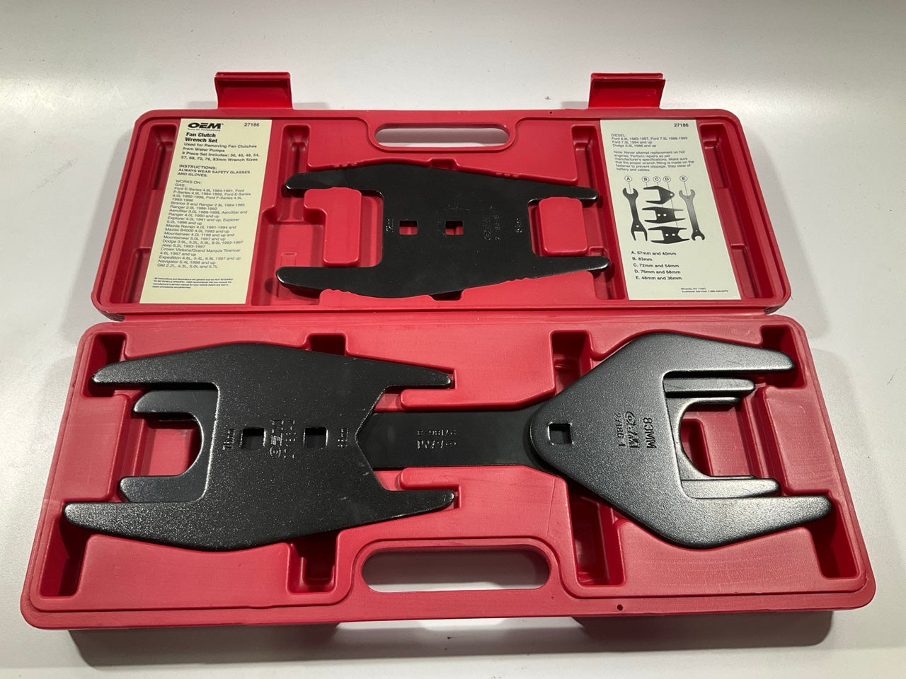 USED #1 OEM Tools 27186 9 Size Fan Clutch Wrench Set Remove From Water Pump
