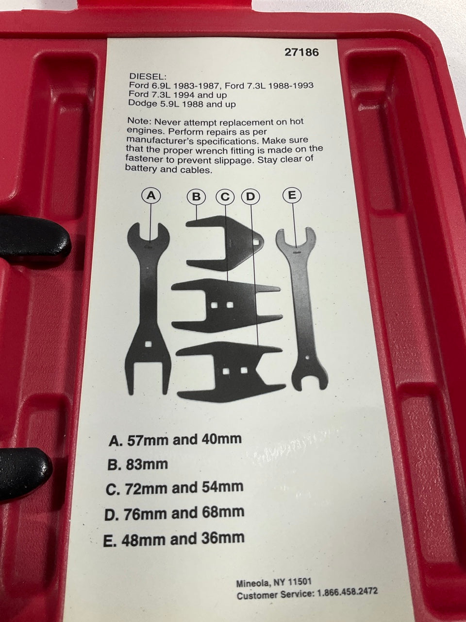USED #1 OEM Tools 27186 9 Size Fan Clutch Wrench Set Remove From Water Pump