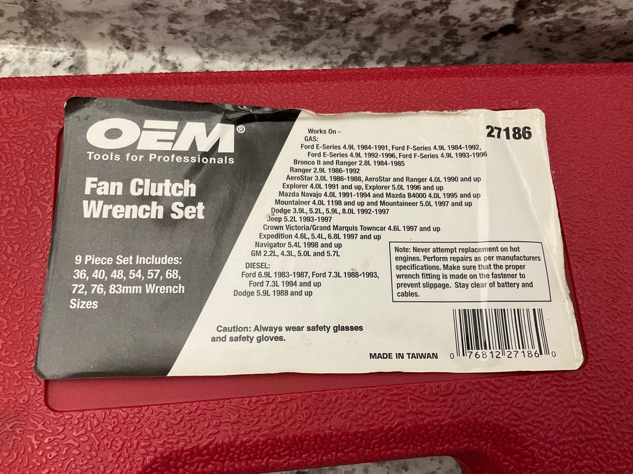 OEM Tools 27186 5 Piece 9 Sizes Fan Clutch Wrench Set To Remove From Water Pump