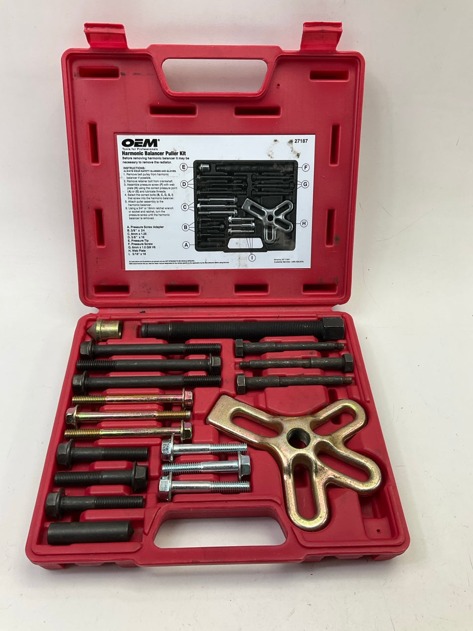 USED #10 - OEM TOOLS 27187 Harmonic Balancer Puller Tool Kit Set