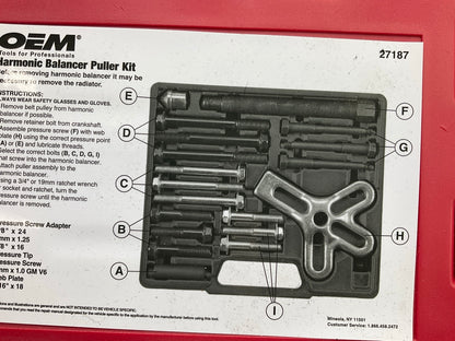 USED #11 - OEM TOOLS 27187 Harmonic Balancer Puller Tool Kit Set