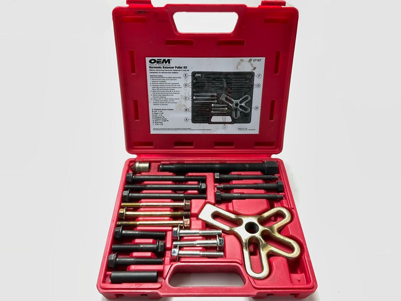 USED #15 - OEM TOOLS 27187 Harmonic Balancer Puller Tool Kit Set