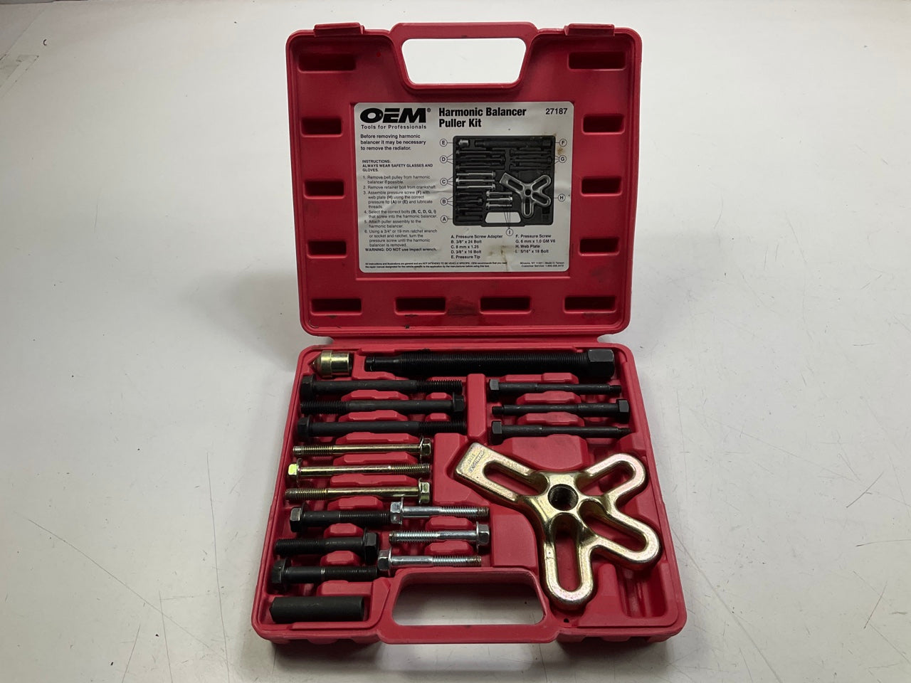 USED #17 - OEM TOOLS 27187 Harmonic Balancer Puller Tool Kit Set