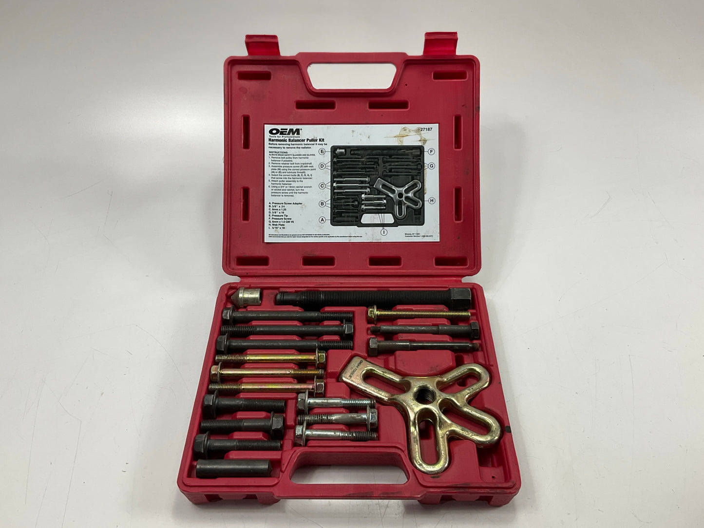 USED #19 - OEM TOOLS 27187 Harmonic Balancer Puller Tool Kit Set