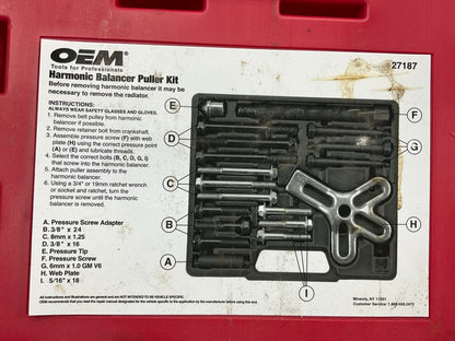 USED #19 - OEM TOOLS 27187 Harmonic Balancer Puller Tool Kit Set
