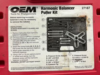 USED #4 OEM TOOLS 27187 Harmonic Balancer Puller Tool Kit Set