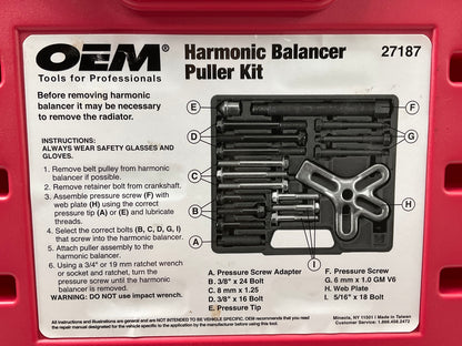 USED Tool # 5 - OEM Tools 27187 Harmonic Balancer Puller Tool Kit Set