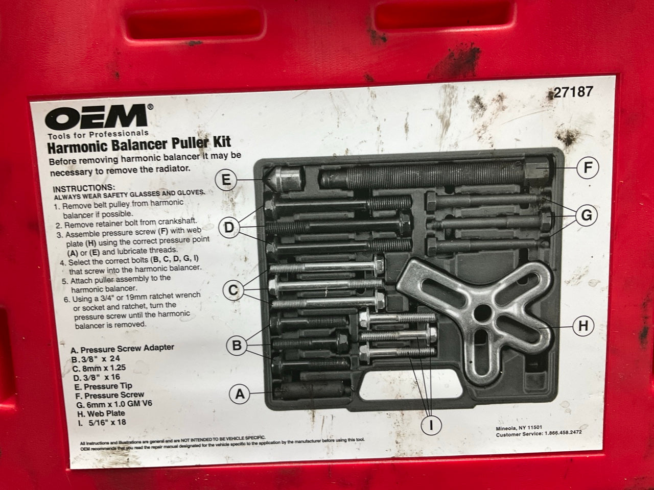 USED #8 - OEM TOOLS 27187 Harmonic Balancer Puller Tool Kit Set