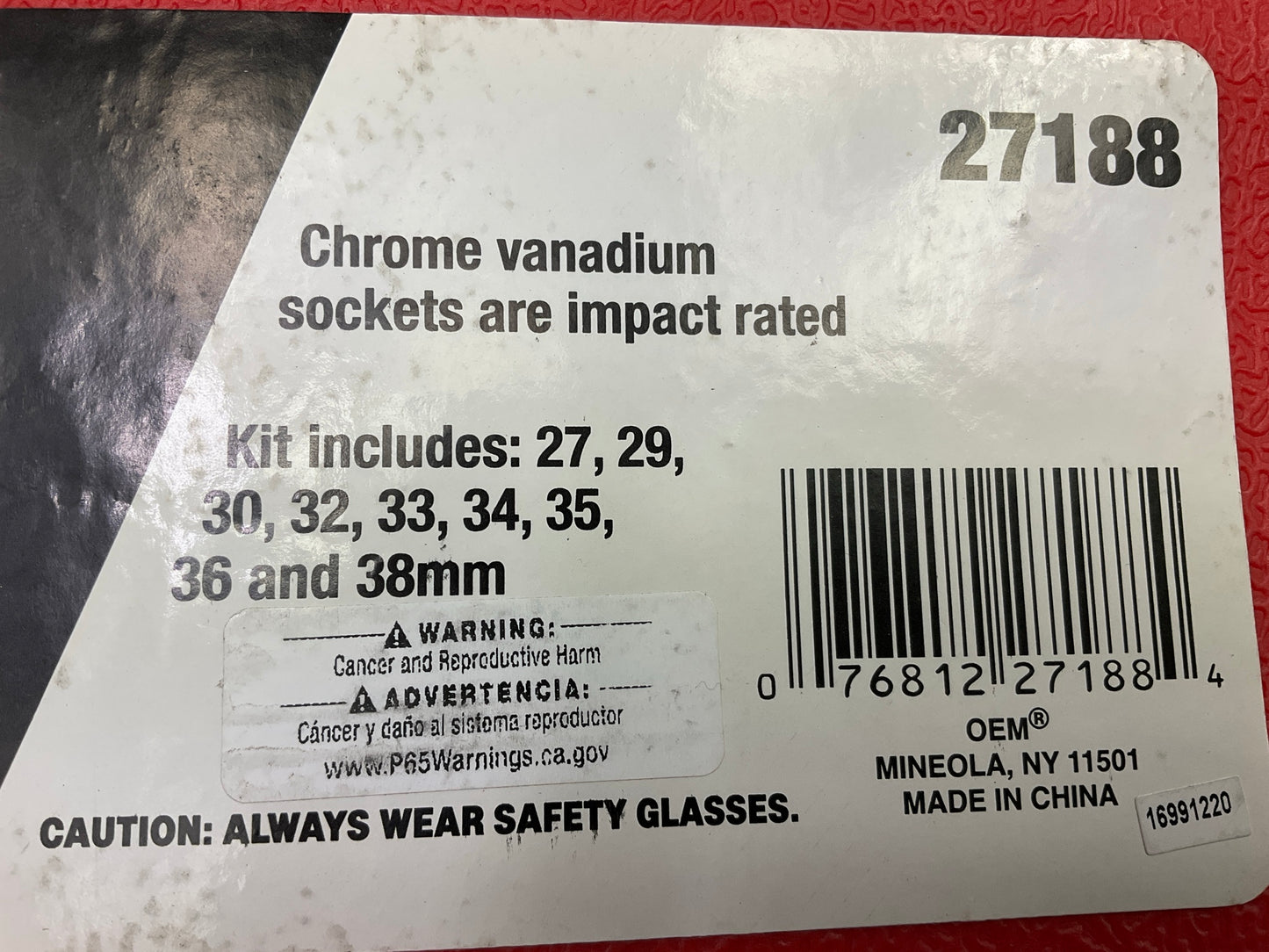 USED #17 OEM Tools 27188 Axle Nut Socket Set - 9 Piece 6 Pt 1/2 Drive Impact