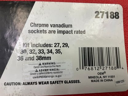 USED #17 OEM Tools 27188 Axle Nut Socket Set - 9 Piece 6 Pt 1/2 Drive Impact