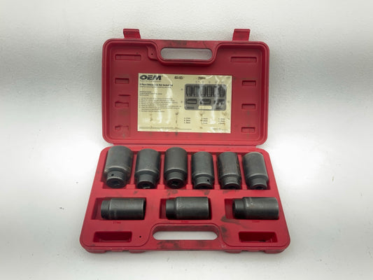 USED 18 OEM Tools 27188 Deluxe Axle Nut Socket Set 9 Piece 6 Pt 1/2 Drive Impact