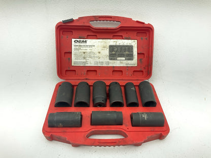 USED 19 OEM Tools 27188 Deluxe Axle Nut Socket Set 9 Piece 6 Pt 1/2 Drive Impact