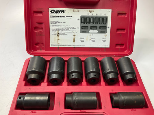 USED #21 OEM Tools 27188 Axle Nut Socket Set - 9 Piece 6 Pt 1/2 Drive Impact