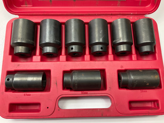 USED #21 OEM Tools 27188 Axle Nut Socket Set - 9 Piece 6 Pt 1/2 Drive Impact