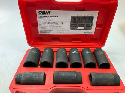 USED #22 OEM Tools 27188 Axle Nut Socket Set - 9 Piece 6 Pt 1/2 Drive Impact