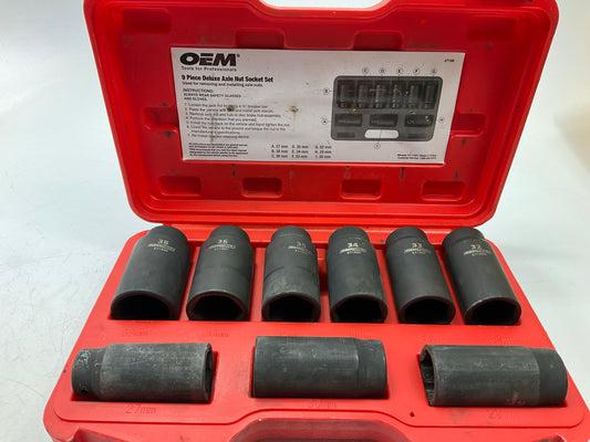 USED #22 OEM Tools 27188 Axle Nut Socket Set - 9 Piece 6 Pt 1/2 Drive Impact
