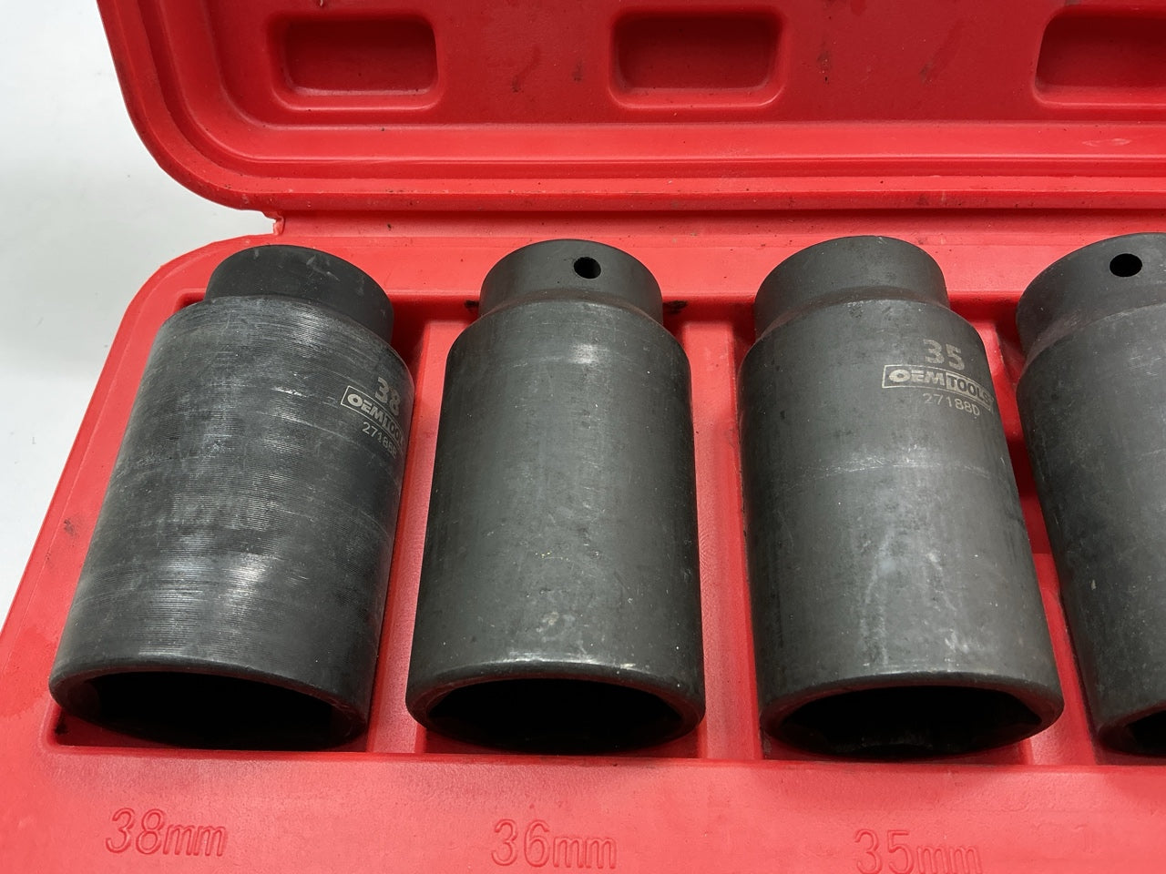 USED #23 OEM Tools 27188 Axle Nut Socket Set - 9 Piece 6 Pt 1/2 Drive Impact