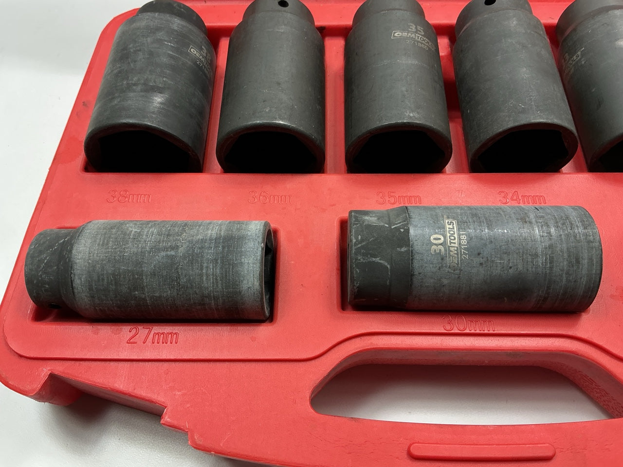 USED #23 OEM Tools 27188 Axle Nut Socket Set - 9 Piece 6 Pt 1/2 Drive Impact