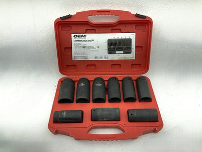 USED 24 OEM Tools 27188 Deluxe Axle Nut Socket Set 9 Piece 6 Pt 1/2 Drive Impact
