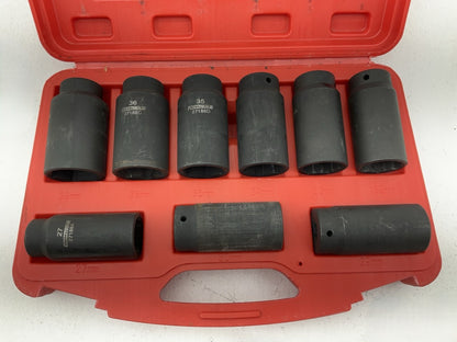 USED 24 OEM Tools 27188 Deluxe Axle Nut Socket Set 9 Piece 6 Pt 1/2 Drive Impact