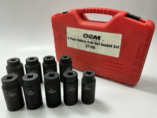 USED #26 OEM Tools 27188 Axle Nut Socket Set - 9 Piece 6 Pt 1/2 Drive Impact