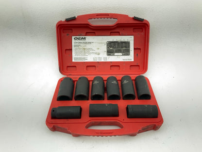 USED 29 OEM Tools 27188 Deluxe Axle Nut Socket Set 9 Piece 6 Pt 1/2 Drive Impact