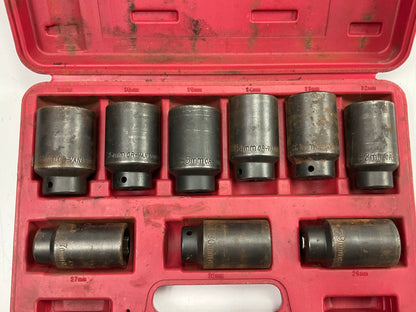 USED #31 OEM Tools 27188 Axle Nut Socket Set - 9 Piece 6 Pt 1/2 Drive Impact