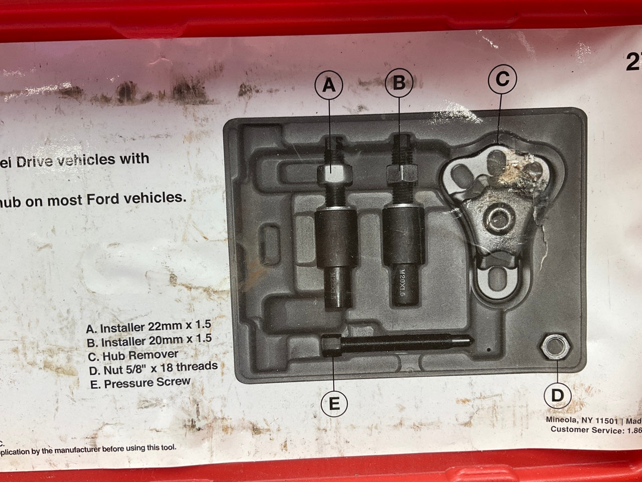 USED #21 OEM TOOLS 27192 Front Hub Puller Installer Tool Front Wheel Drive Axle