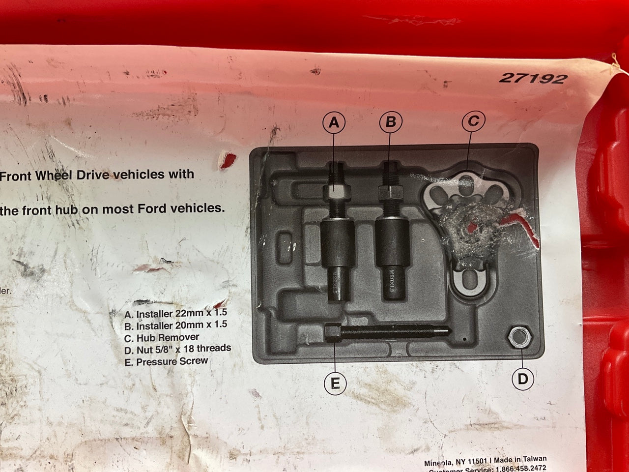 USED #30 OEM Tools 27192 Front Hub Puller Installer Front Wheel Drive Axle Shaft