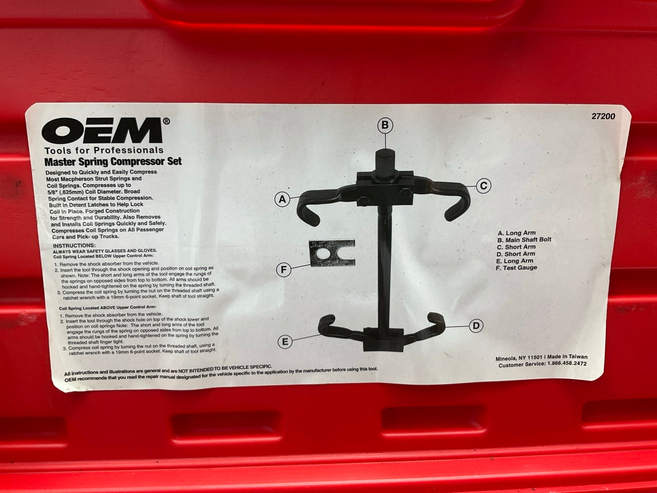 USED #20 OEM Tools 27200 Master Coil Spring Compressor Tool