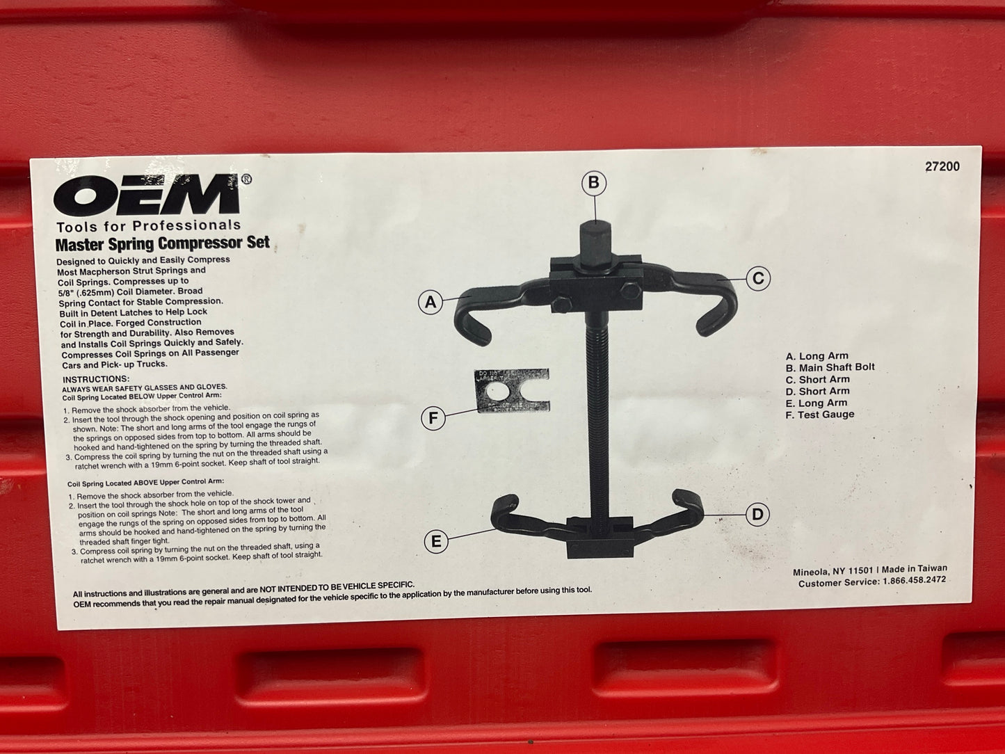 BARELY USED #53 OEM Tools 27200 Master Coil Spring Compressor Tool