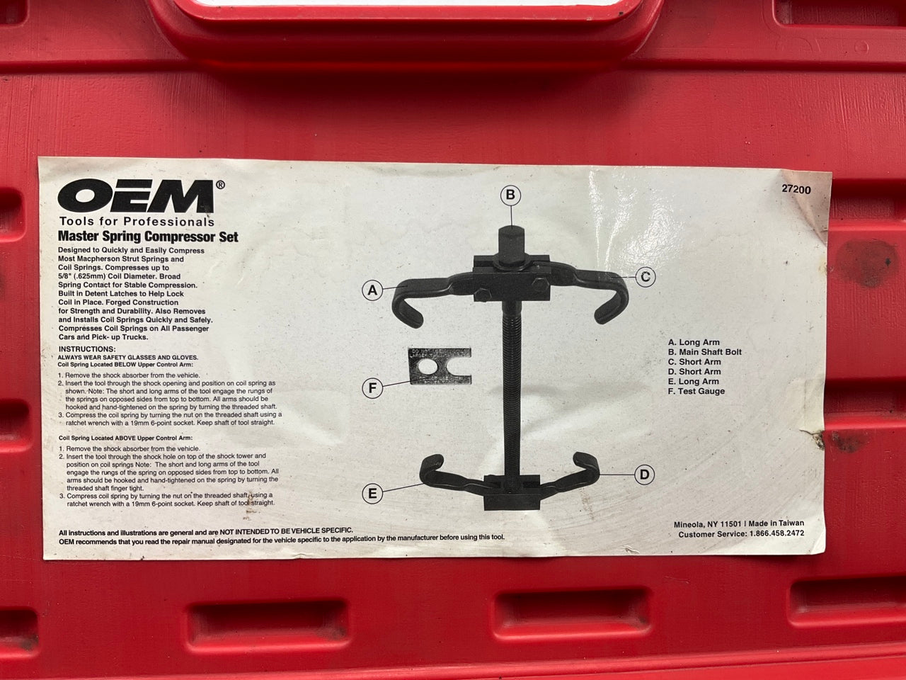 USED #9 OEM Tools 27200 Master Coil Spring Compressor Tool