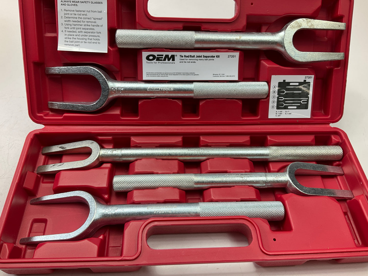 USED #35 OEM Tools 5-Piece Tie Rod Ball Joint Remover Separator Pickle Fork Tool