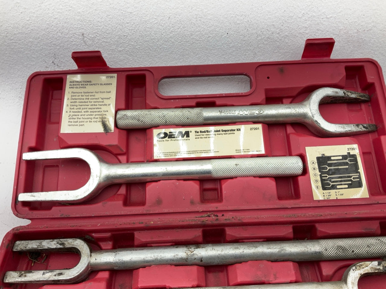 USED #38 OEM Tools 5-Piece Tie Rod Ball Joint Remover Separator Pickle Fork Tool
