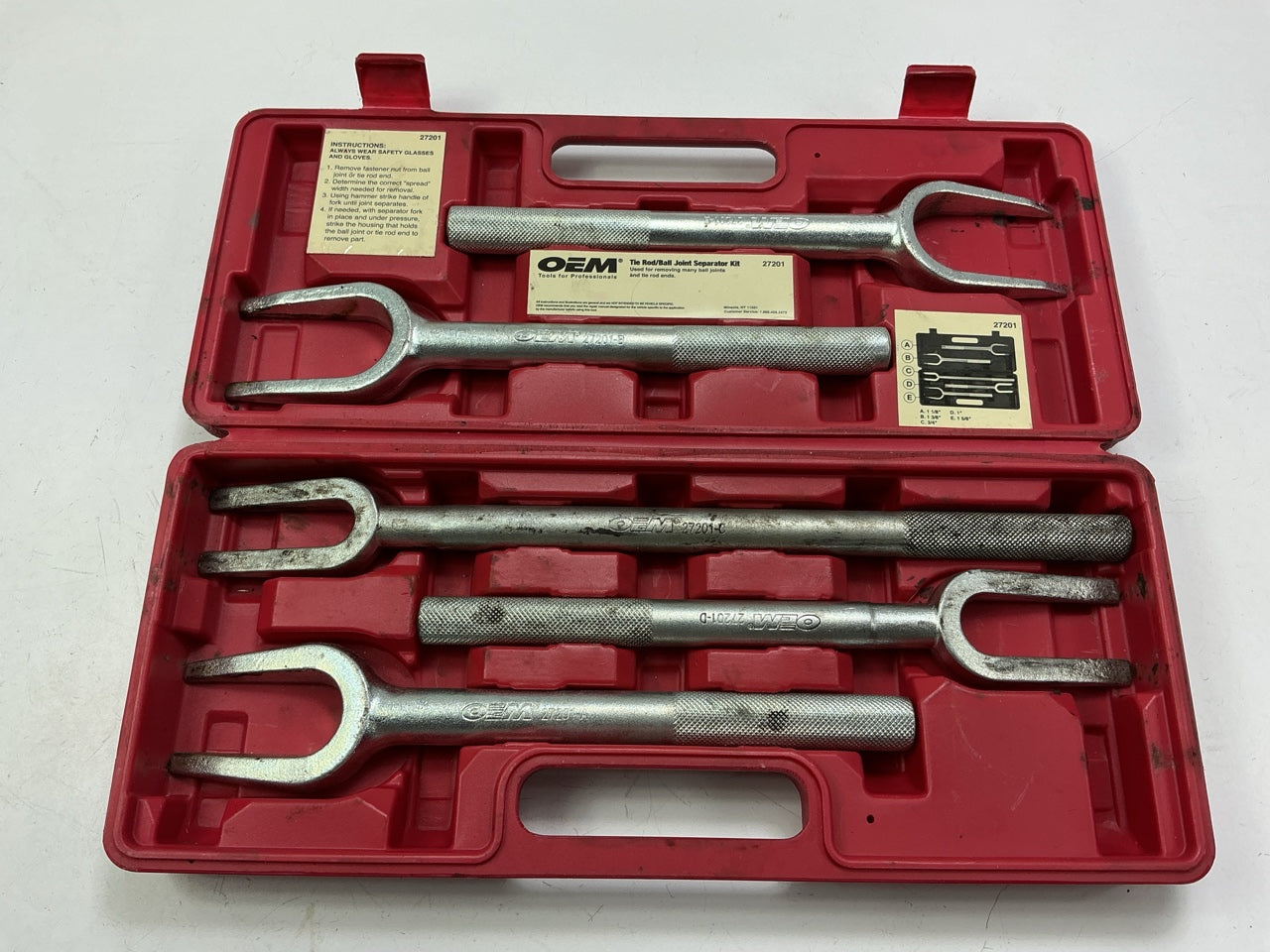 USED #41 OEM Tools 5-Piece Tie Rod Ball Joint Remover Separator Pickle Fork Tool