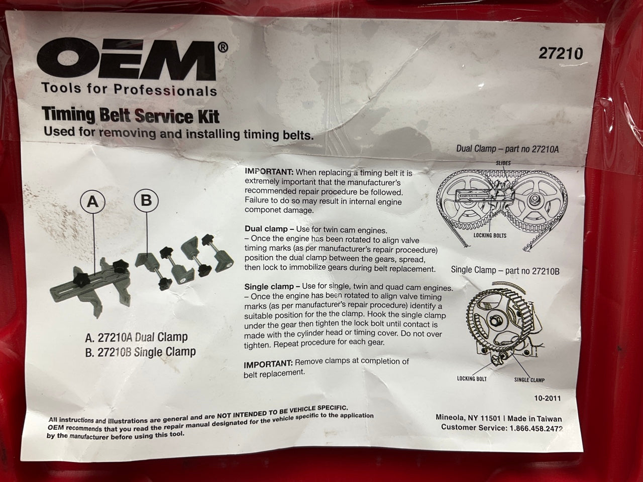 USED #11 - OEM TOOLS 27210 Timing Belt Service Kit Tool Set