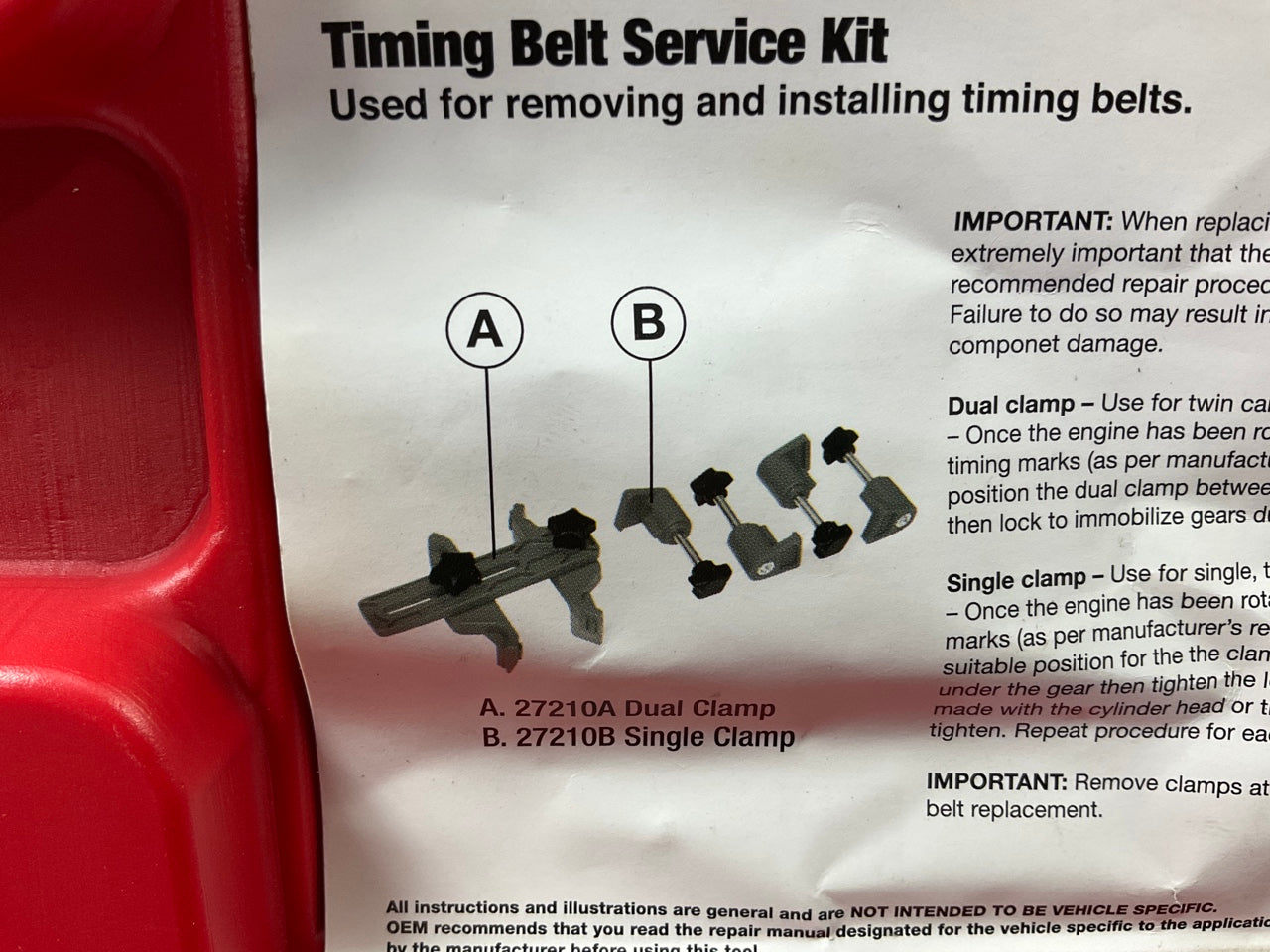 USED #16 - OEM TOOLS 27210 Timing Belt Service Kit Tool Set