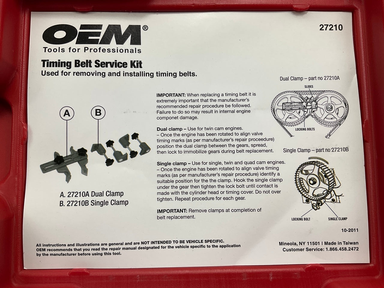 USED #22 - OEM TOOLS 27210 Timing Belt Service Kit Tool Set