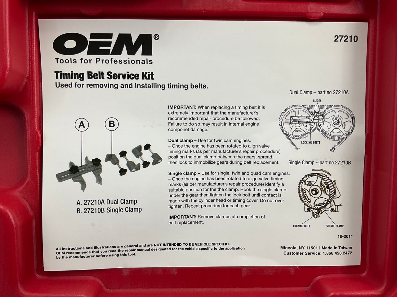 USED #27 - OEM TOOLS 27210 Timing Belt Service Kit Tool Set