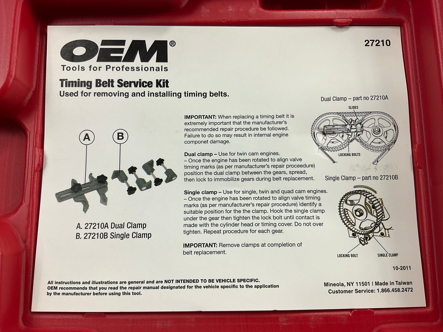 USED #28 - OEM TOOLS 27210 Timing Belt Service Kit Tool Set