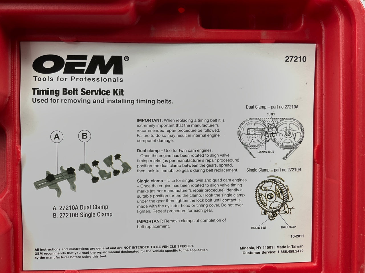 USED #2- OEM TOOLS 27210 Timing Belt Service Kit Tool Set