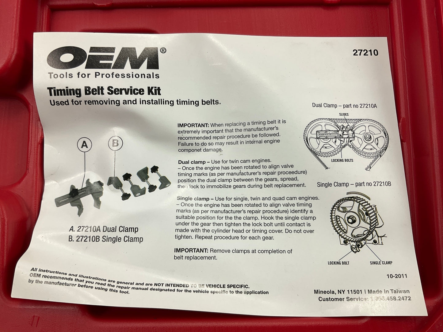 USED #30 - OEM TOOLS 27210 Timing Belt Service Kit Tool Set
