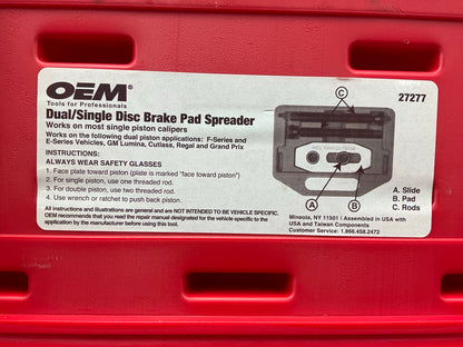 USED #21 - OEM Tools 27277 Dual / Single Disc Brake Caliper Piston Pad Spreader