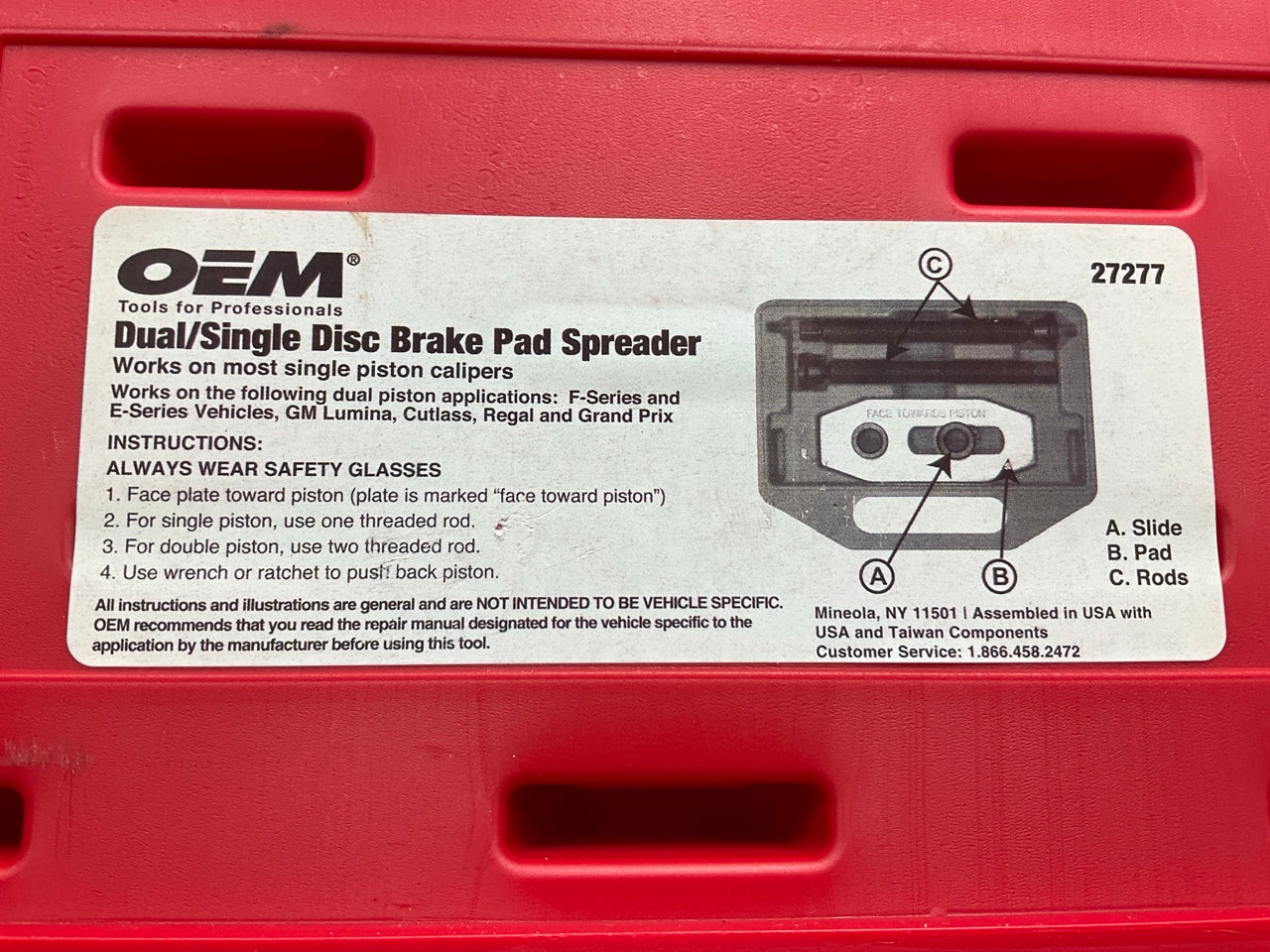 USED #22 - OEM Tools 27277 Dual / Single Disc Brake Caliper Piston Pad Spreader