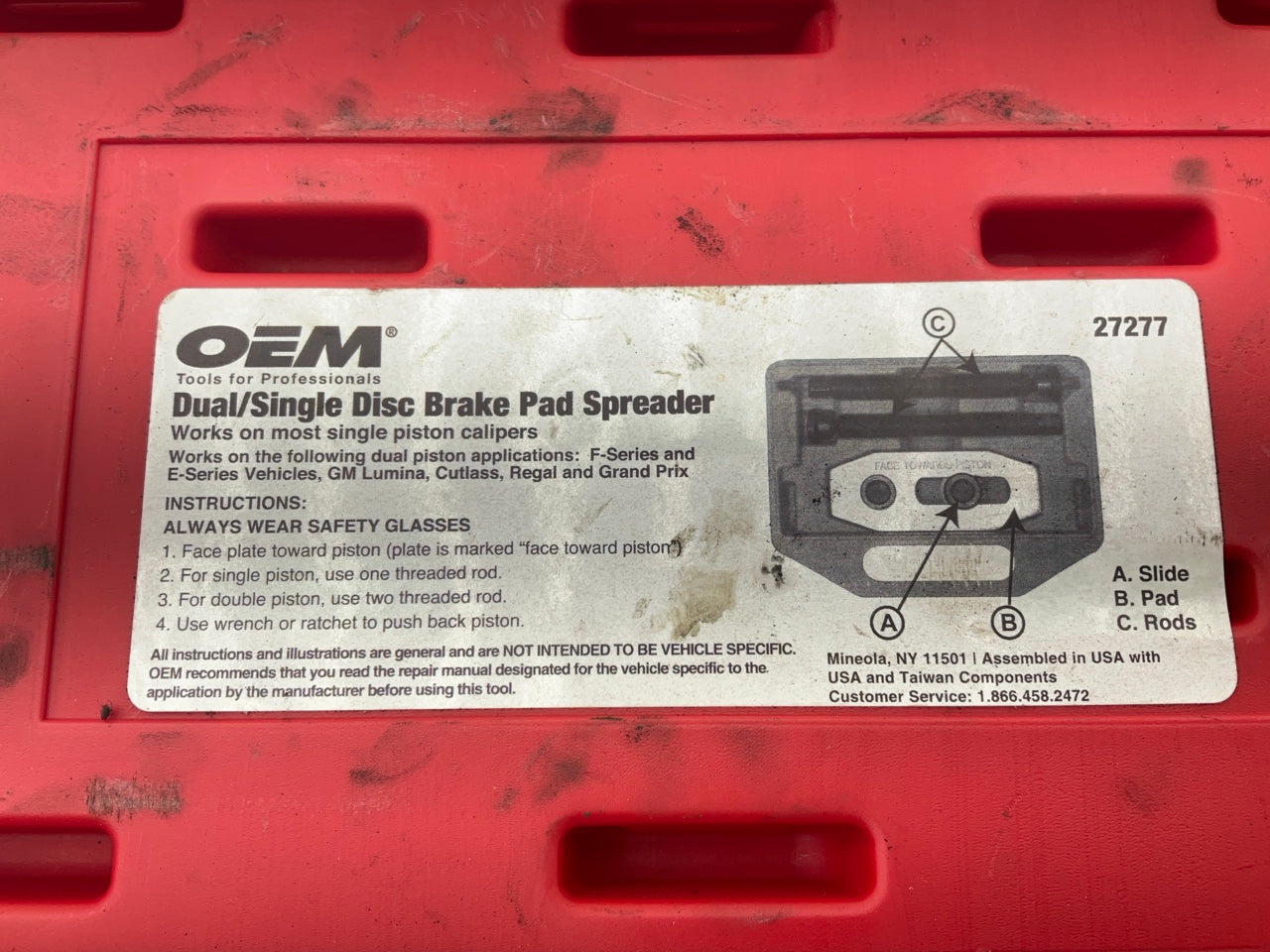 USED #30 - OEM Tools 27277 Dual / Single Disc Brake Caliper Piston Pad Spreader