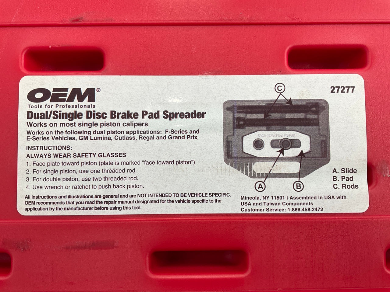 USED #32 - OEM Tools 27277 Dual / Single Disc Brake Caliper Piston Pad Spreader