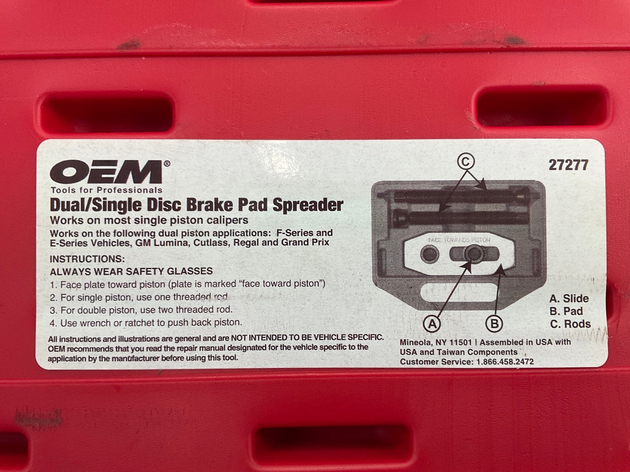USED #33 - OEM Tools 27277 Dual / Single Disc Brake Caliper Piston Pad Spreader