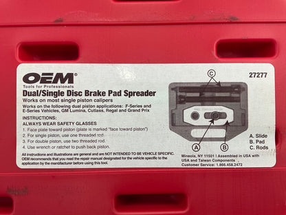 USED #33 - OEM Tools 27277 Dual / Single Disc Brake Caliper Piston Pad Spreader